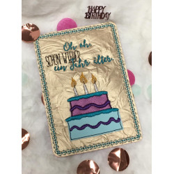 ADVENTSKALENDER 21. Dezember - Stickdatei ITH - Postkarte "Schon wieder ein Jahr älter"